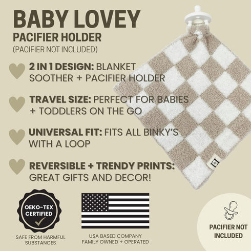 10"x10" L+L USA Retro Flower Baby Lovey Pacifier/Teether Holder - DreamSoft Plush Fluffy Cuddly Soothie Reversible Mini