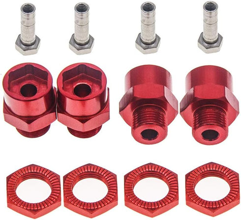 12mm to 17mm Wheel Hex Hub Adapter Extension for 1/10 RC Car, Upgrade 1/8 Tires, Red