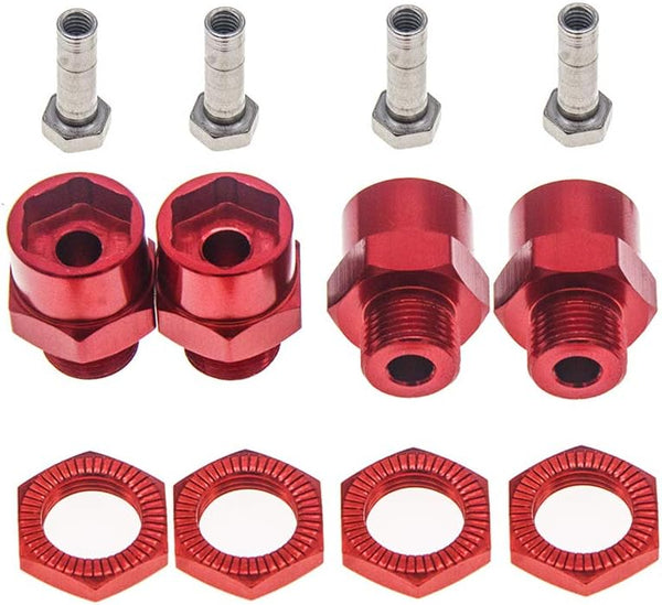 12mm to 17mm Wheel Hex Hub Adapter Extension for 1/10 RC Car, Upgrade 1/8 Tires, Red