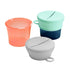 Boon Snug Toddler Snack Containers - 2 Lids and 2 Spill Proof Cups for Home and Travel Essentials (Pink, Blue)