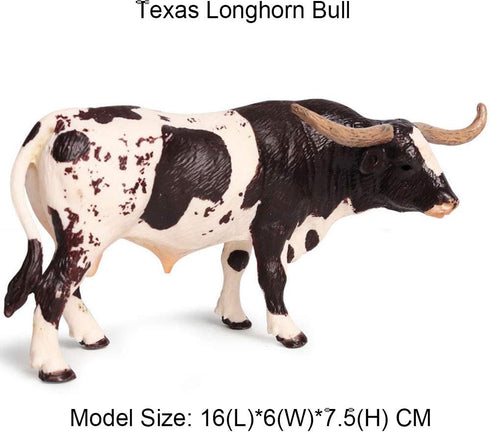 Flormoon Realistic Texas Longhorn Bull Animal Figures, Plastic Early Educational Toys Cupcake Topper for Kids