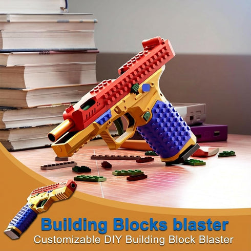 SHATGYI Set Toy Gun Building Block Kit, DIY Fidget Pistol Toy for Adults, Funny Building Blocks with Display Stand