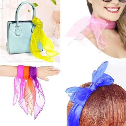 Colovis Square Dance Scarves, 48 Pcs Juggling Scarf Props Magic Trick Silk Scarves for Music Movement (12 Colors)