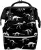 Black And White Dinosaur Skeleton Diaper Bag Travel Backpack Large Capacity Multi-Function