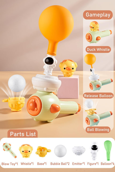 3 4 5 6 7 Breathing Exerciser for Kids, Sensory Toys with Whistle, Floating Blow Pipe Balls, Balloon Launcher, Autism