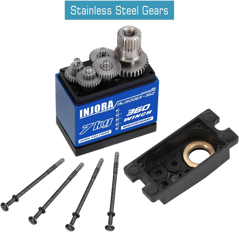 INJS2065-360 7KG Winch 1/18 TRX4M(Black) INJORA Waterproof Servo & Tow Truck Crane Kit