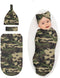 Sozzjile Camo Baby Stuff Swaddle Blanket with Headband and Beanie Set, Newborn Swaddle
