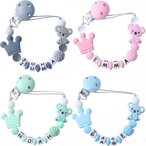 Personalized Koala Pacifier Clip with Name Custom Baby Pacifier Clip Binky Clips for Baby Birthday Christmas Gift