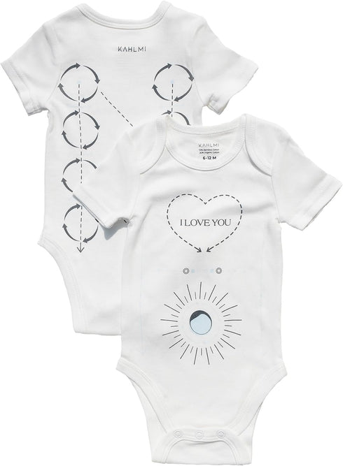 KAHLMI Massage Me! Onesie for Baby Massage, Constipation, Gas Relief, Colic Calm