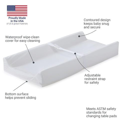 16' 32' Kolcraft Waterproof Contoured Wipeable Baby Diaper Changing Pad for Dresser or Table, Durable Easy Clean
