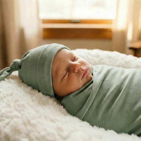 Kloovete 47 47 inches(Sage) Large Jersey Knitted Swaddle Blanket for Baby, Soft Stretchy Receiving Blanket for Newborns