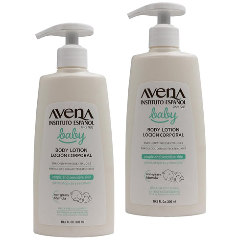 Avena Instituto Español Baby Body Lotion, Daily Moisturizing Cream, Sensitive Skin, 2-Pack, 10.2 FL Oz Each