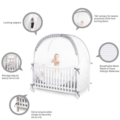 ZXPLO Baby Safety Crib Tent Infant Pop up Mosquito Net Nursery Bed Canopy Netting Cover - Keep Baby from Climbing Out