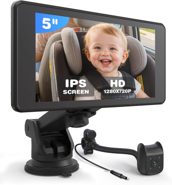 TOZING Baby Car Camera Monitor | 5" 1080P IPS Suction Cup Screen -