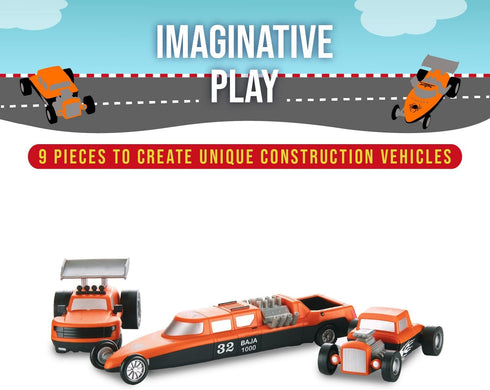 Mix or Match Vehicles, Magnetic Toy Play Set, Race Cars - POPULAR PLAYTHINGS