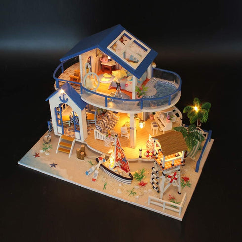 GuDoQi DIY Miniature Dollhouse Kit - 1:24 Scale Tiny House Kit with Music and Furniture, Great Gift for Birthday