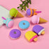 Food Erasers for Kids – 16 Pcs 3D Cute Mini Ice Cream Donut Take Apart Erasers, Fun Puzzle Desk Pet Erasers