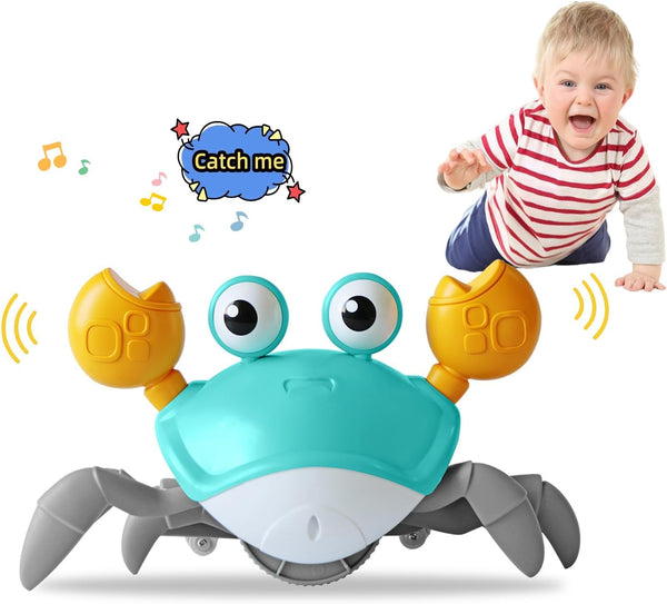 Crawling Crab Baby Toy, Fantastic Sensory Tummy Time Toy for Babies 3 Months to 15 Years (Green)