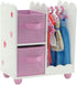14 Inch Closet 14 Emily Rose Doll Furniture - Open Wardrobe with Hangers & Storage Bins - Wooden Organizer for Wellie