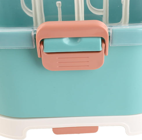 Compact Green Baby Bottle Drying Rack with Cover - Perfect for Home & Travel