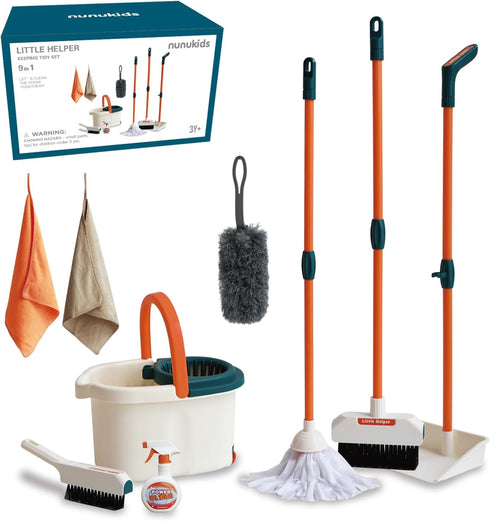 nunukids Toddler Cleaning Set - Realistic Cleaning Set for Toddlers 1-3 - Engaging
