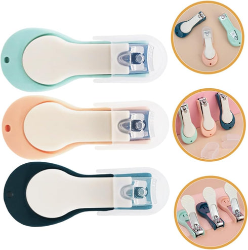 JUMPLAWN 3pcs Set Trimmer Baby Nail Clippers Cute Silicone Nail for Infants Toddlers Safe Newborn Grooming Kit