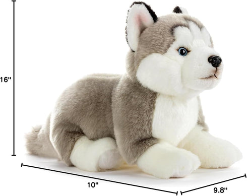 16'' Husky Stuffed Animal, Soft Dog Plush Handmade, Cuddly and Realistic Stuffed Animals for Boys and Girls, Huggable