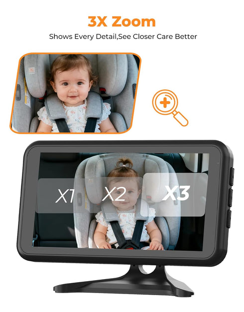 BM2A 3X 5.2" 1080P LUCKVIEW Baby Car Camera Zoom to See Baby Clearly, Display & Auto IR Night Vision, Rear-Facing View