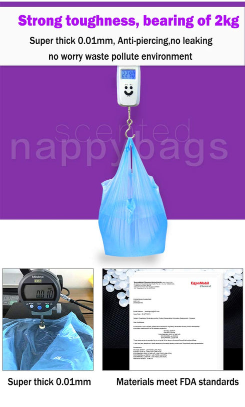 270 Diaper Disposal Bags for Baby,On The Go,Fresh Light Baby Powder Faint Scented,Easy Tie Handles, Diaper Bags