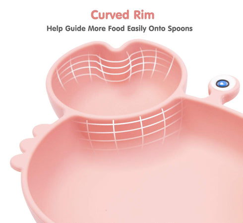 Silicone Suction Plate for Toddlers - Self Feeding Divided Dish and Bowl for Baby, Fits Most Highchair Trays, BPA Free