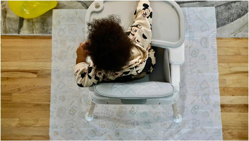 Disposable Splat Mats for Under High Chair for Floor | 30pcs | Eco-Friendly & Compostable | Splash Proof | Baby Led Weaning Supplies | Breakfast | Urban Pears | 47'' L x 40'' W by Urban Pears