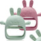 2 Packs Bunny Teething Toys for Babies 0-6 Months, 100% Food-Grade Silicone Teething Mitten, BPA Free, Red & Green