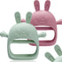 2 Packs Bunny Teething Toys for Babies 0-6 Months, 100% Food-Grade Silicone Teething Mitten, BPA Free, Red & Green