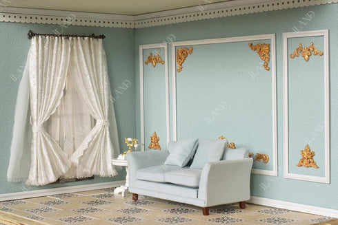 1/12 iLAND Miniature Dollhouse Accessories on Scale, Dollhouse Decor of Mini Curtain Rods, with Antique Crown Finial