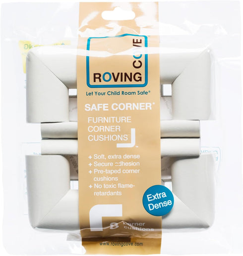Roving Cove HeftyFit Corner Protector for Baby (8 Large Corners), Heavy-Duty Soft Rubber Foam, Oyster White