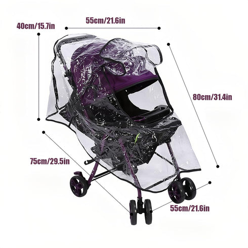 Summer Stroller Rain Cover, PVC Universal Clear Baby Travel Weather Shield for Waterproof Windproof Dustproof Pram