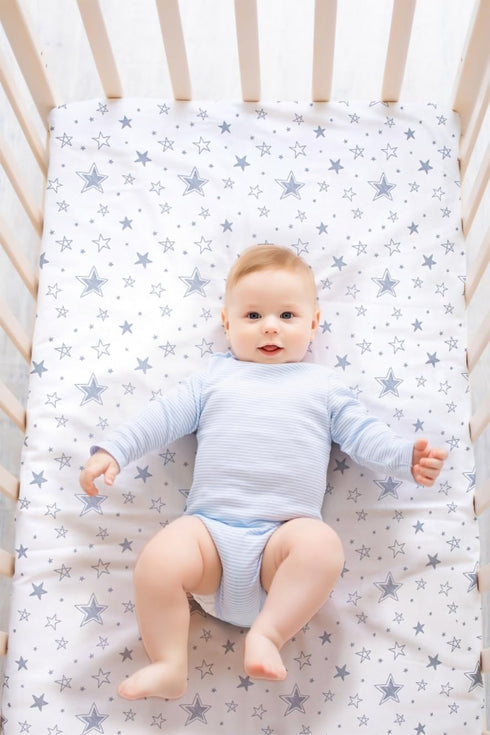FIGEPO 4 Pack Set Star and Moon Neutral Unisex Fitted Baby Sheets for Baby Boys or Girls (Crib Sheets)