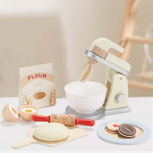 Giant bean Wooden Toy Mixer, Kids Play Kitchen Accessories, Pretend Play Toy