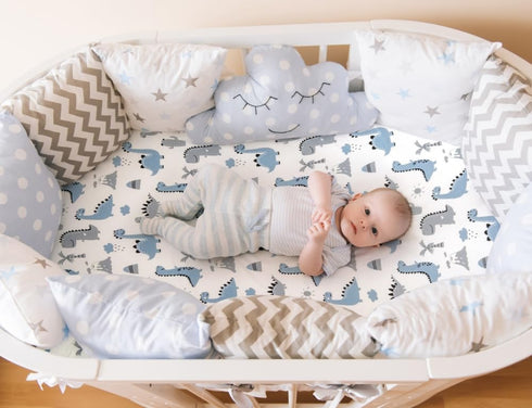 Jola's House 4 Pack Set Soft Baby Boy Sheets Dinosaur Star Cloud Soft Polyester Neutral Unisex Fitted Sheets for Baby