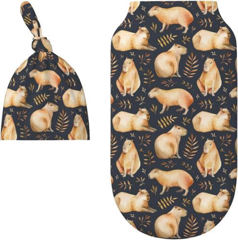 Capybaras Swaddle Blankets, Newborn Receiving Blanket, Soft Sleeping Sack for Baby Girls Boys