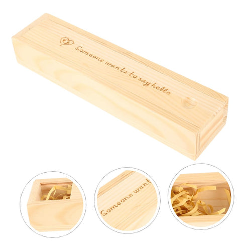 KOMBIUDA Lidded Pregnancy Test Keepsake Box Wooden Female Announcement Case with Heart Footprint Design Multipurpose