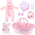 BABESIDE 8 Pcs Reborn Baby Doll Clothes with Bassinet for 17-22 Inch Dolls, Accessories for Newborn Baby Doll Girl