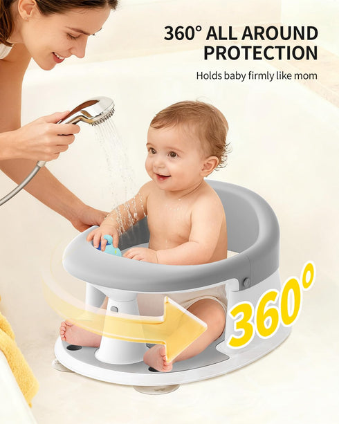 GrowthFun 6 3 Baby Bath Seat for Babies Months & Up, Bath Seats for Babies Sitting Up, Baby Bath Toys, Open Design