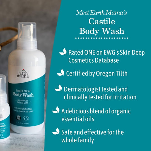 Earth Mama 34 oz Ginger Fresh Hand & Body Wash - Foaming Hand Soap Refill - fl - Made with Organic Herbs and Oils