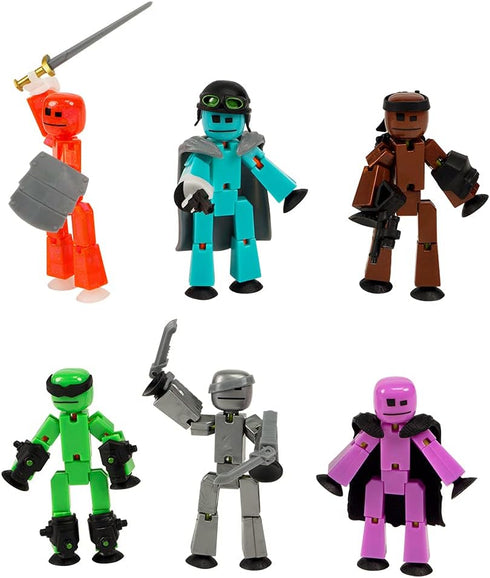 Zing Stikbot Off The Grid Pack - Set of 6 Poseable Action Figures with Weapons and Accessories