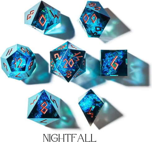 Set Sharp Edge DND Dice with Glowing LED Display Box - Premium Polyhedral Resin Dice for Dungeons and Dragons |