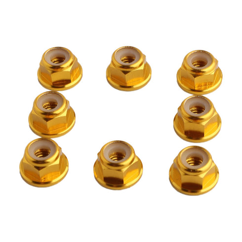 8PCS Flange M4 Lock Nuts Serrated Nylon Self-Tightening Aluminum Wheel Hardware for RC Car Vehicles