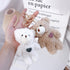 Brown Bear Pink Heart Plush Stuffed Keychain for Backpack - Soft Cotton Key Chain for DIY Crafts, Car Accessories