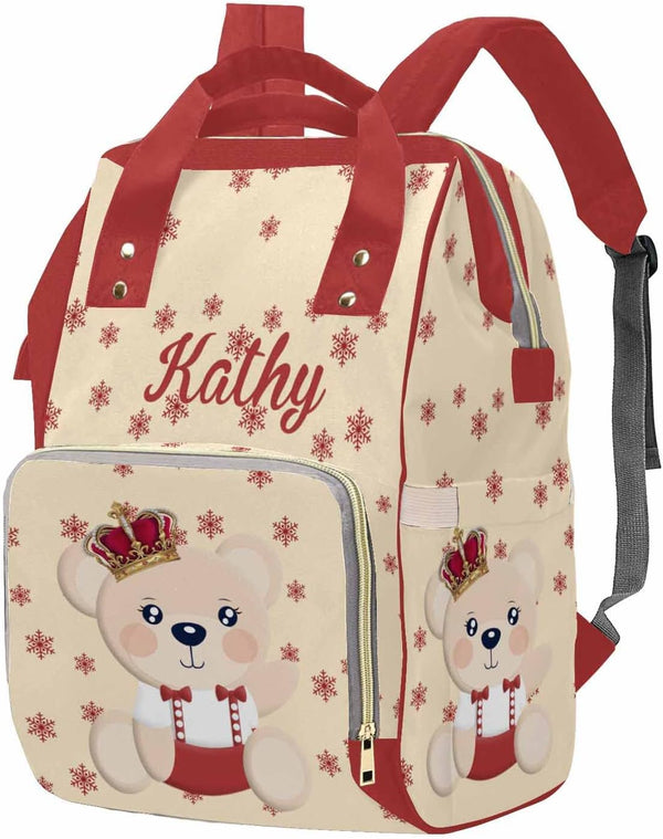 MyPupSocks Customized Bear Princess Diaper Bag with Name, Custom Mommy Nursing Baby