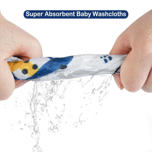 Viviland Baby Washcloths, Super Soft Baby Bath Towels for Newborn 24 Pack, Blue-Giraffe Pattern